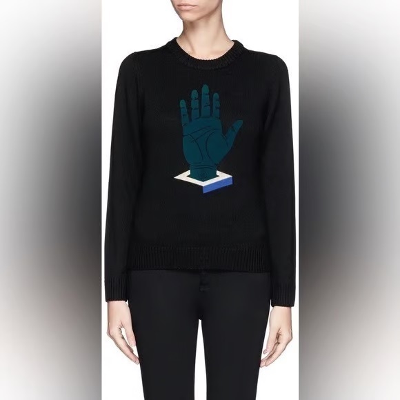 Opening ceremony black wool hand sweater flocked goth diesel Owens - Picture 1 of 8